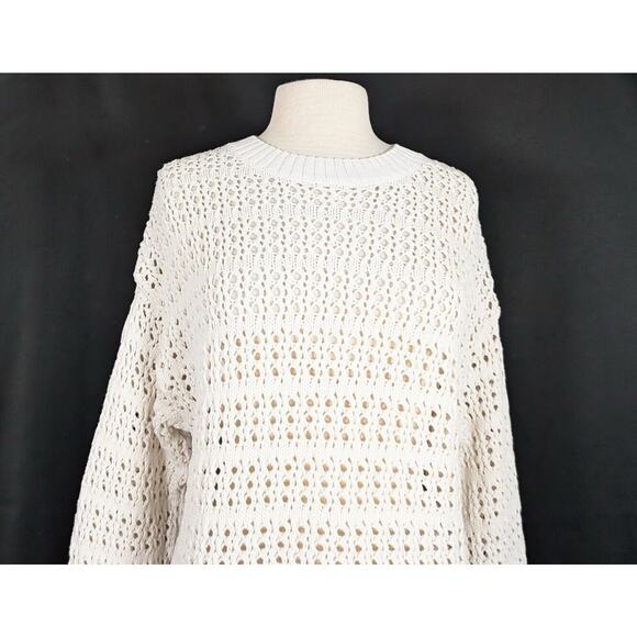 Universal Threads Tan Open Knit Cotton Blend Sweater Misses Size L - Picture 2 of 7